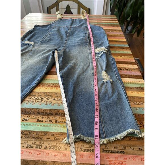 Yesno 1X XL Denim Jean Plus Overalls Bohemian Distress Crop Festival Farm Boho - Picture 5 of 9